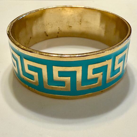 Lisa Stewart Jewelry - 🎉HP!🎉 Lisa Stewart Greek Key Turquoise & Gold Bangle Bracelet